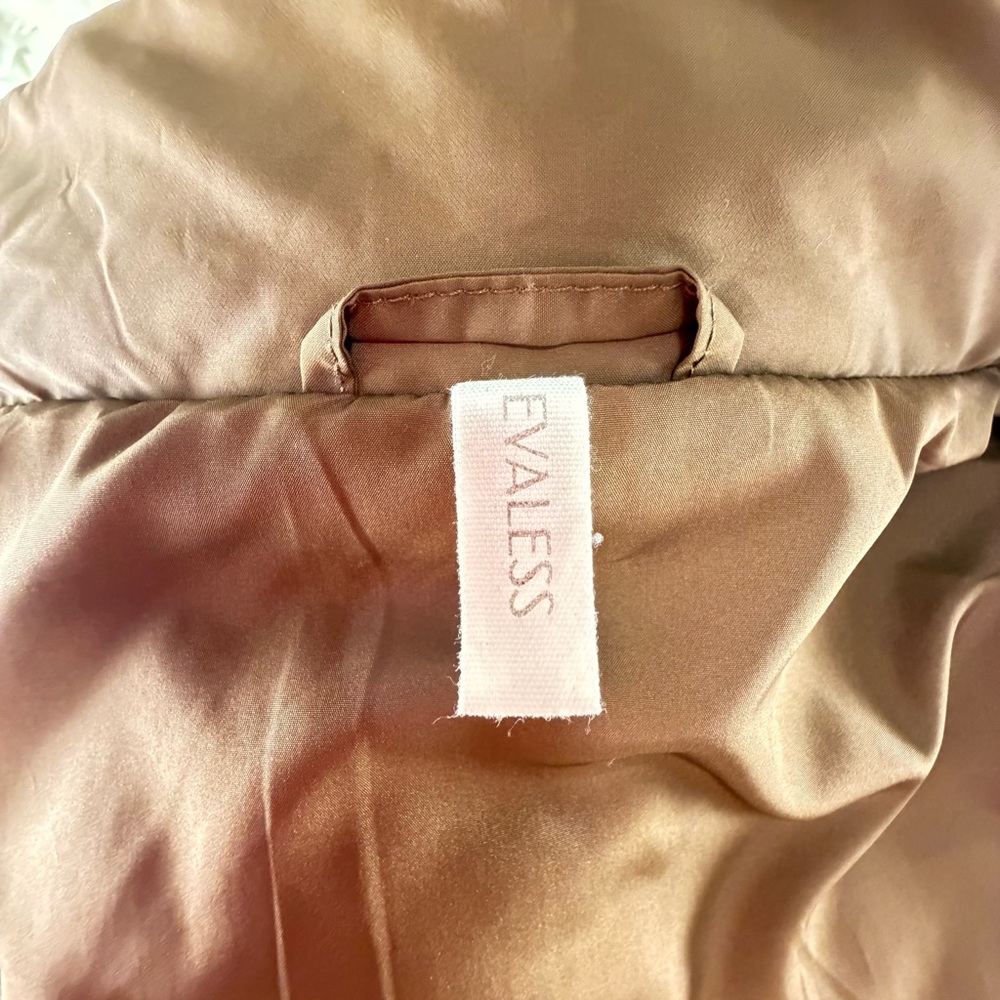 Evaless Camel Quilted Puffer Vest Womens Large Lightweight Fall Winter Jacket - Picture 7 of 11